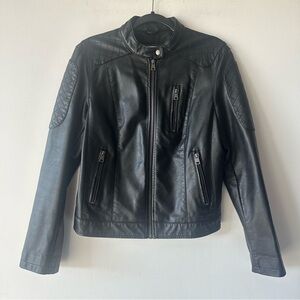 Levi's Women’s Black Soft Polyurethane Faux Leather Moto Jacket | Size Large L